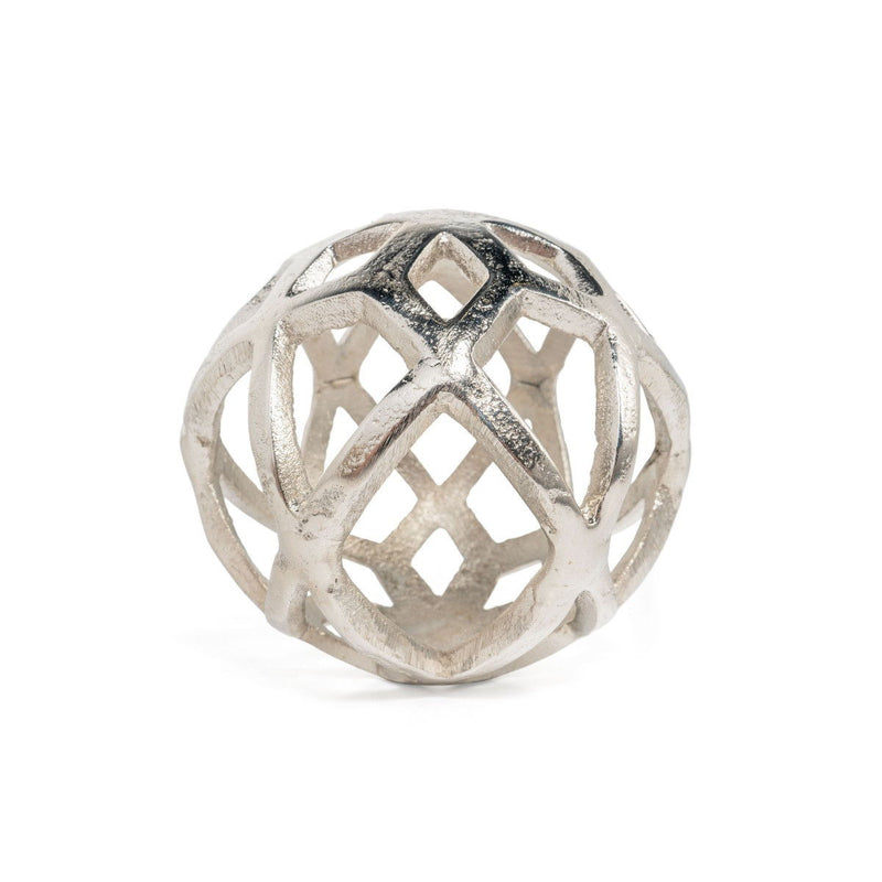 Geo Orb Tabletop Sculpture - Silver