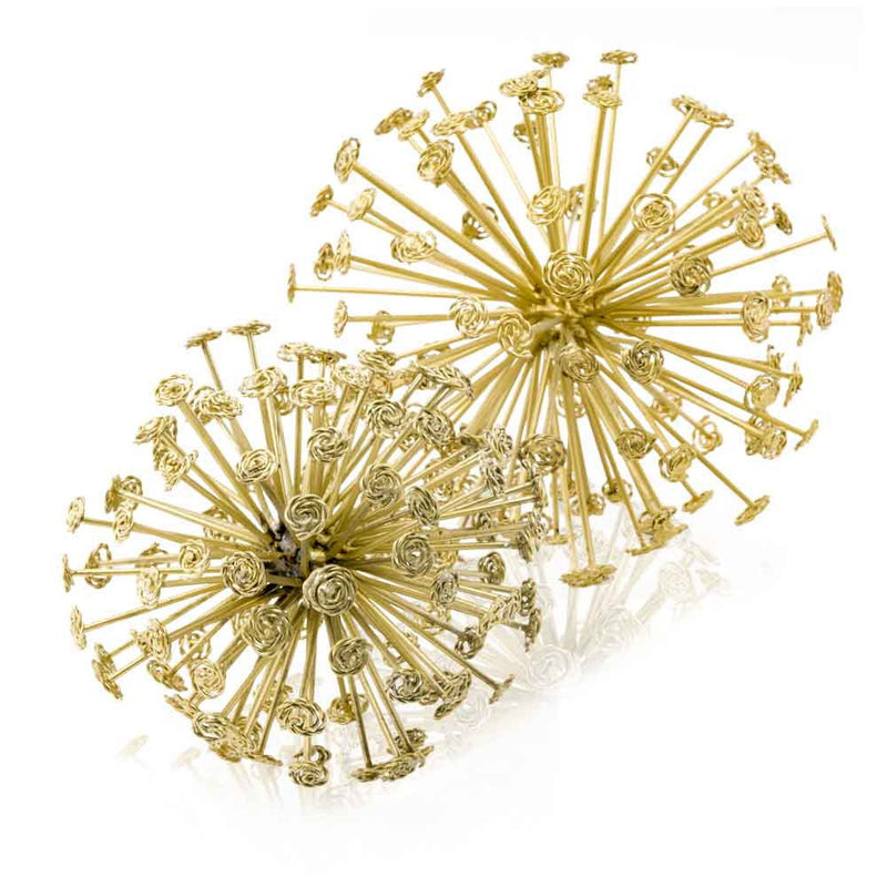 Decorative Spiky Sphere Tabletop Sculptures (Set of 2) (354789) - Gold