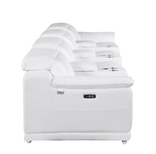 Load image into Gallery viewer, Italian Leather Reclining Metal USB Sofa (720416) - White
