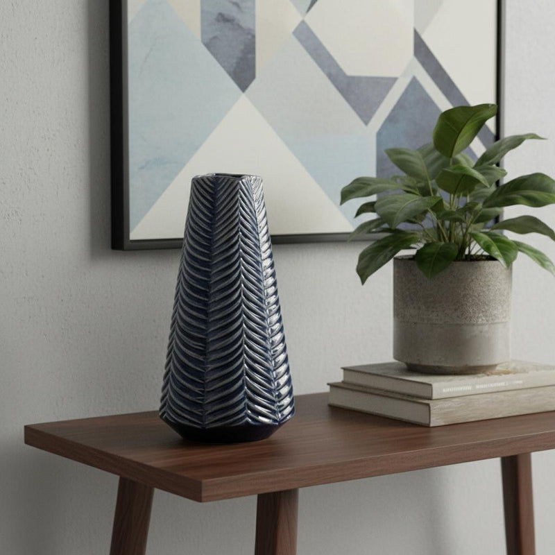 Abstract Cylinder Table Vase - Navy Blue