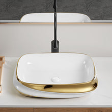 Load image into Gallery viewer, Vessel Sink, Above Counter Vanity Basin For Bathrooms - Gold / White / Milk White
