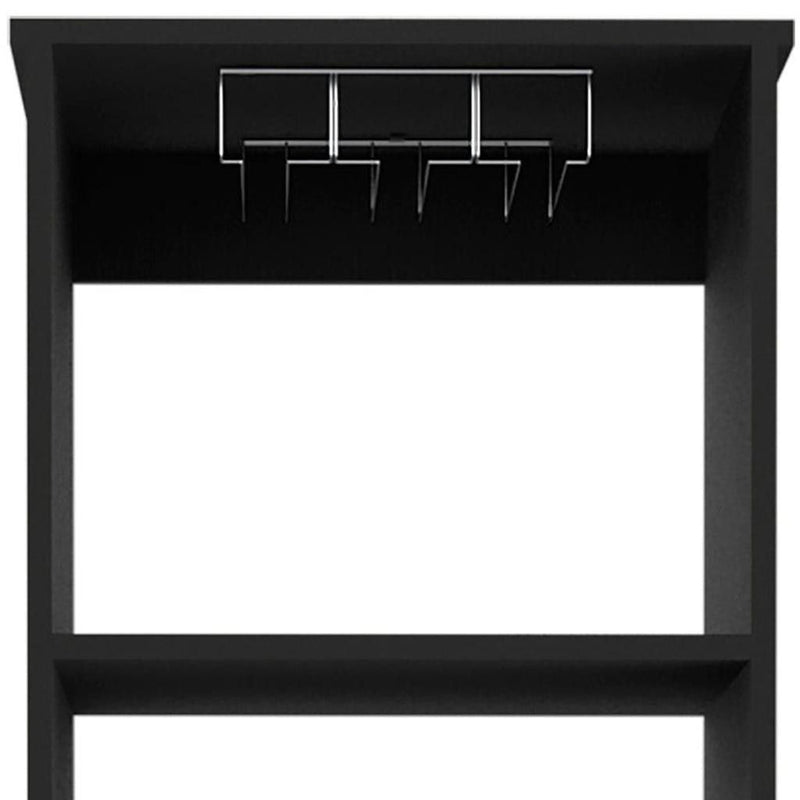 Wood Bar Cabinet With Two Drawers - Black