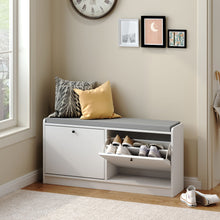 Load image into Gallery viewer, Shoe Storage Bench With Cushion, Entryway Organizer Cabinet For Hallway - White
