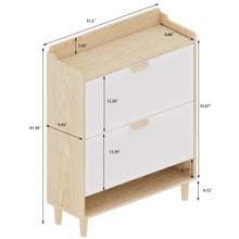 Load image into Gallery viewer, Shoe Storage Cabinet With 2 Flip Drawers, Compact Entryway Organizer - Natural / White
