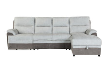 Load image into Gallery viewer, Fabric Sleeper L Shaped Three Piece Sofa Storage Chaise Sectional - Beige / Brown
