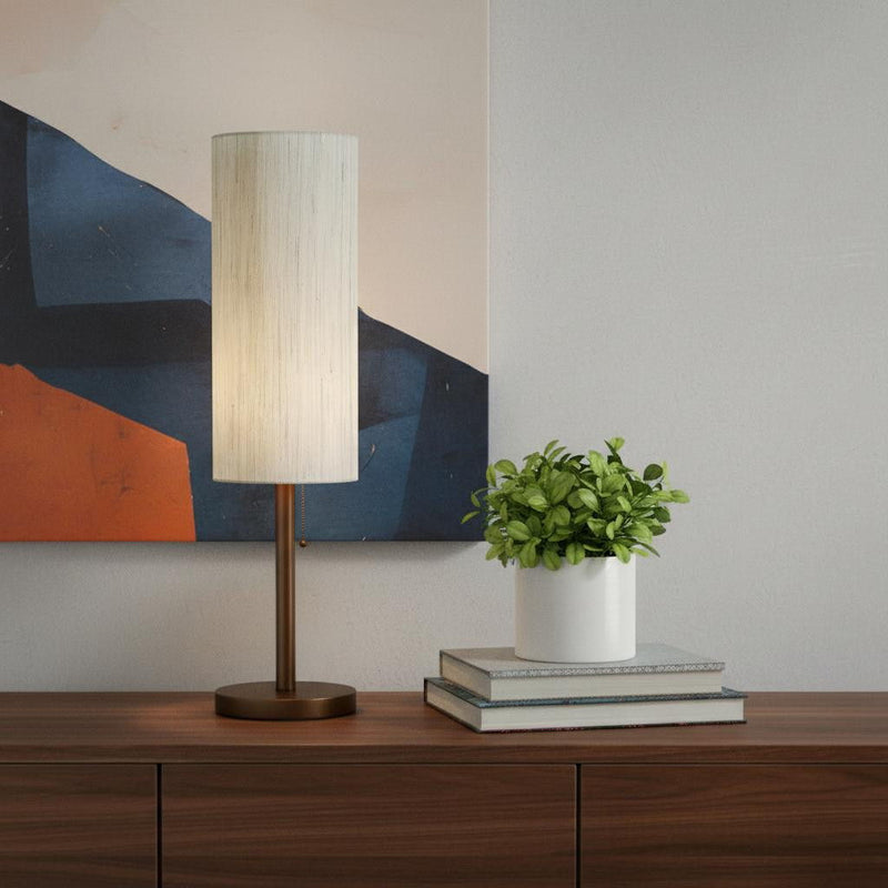 Solid Wood Standard Table Lamp With Beige Shade - Walnut