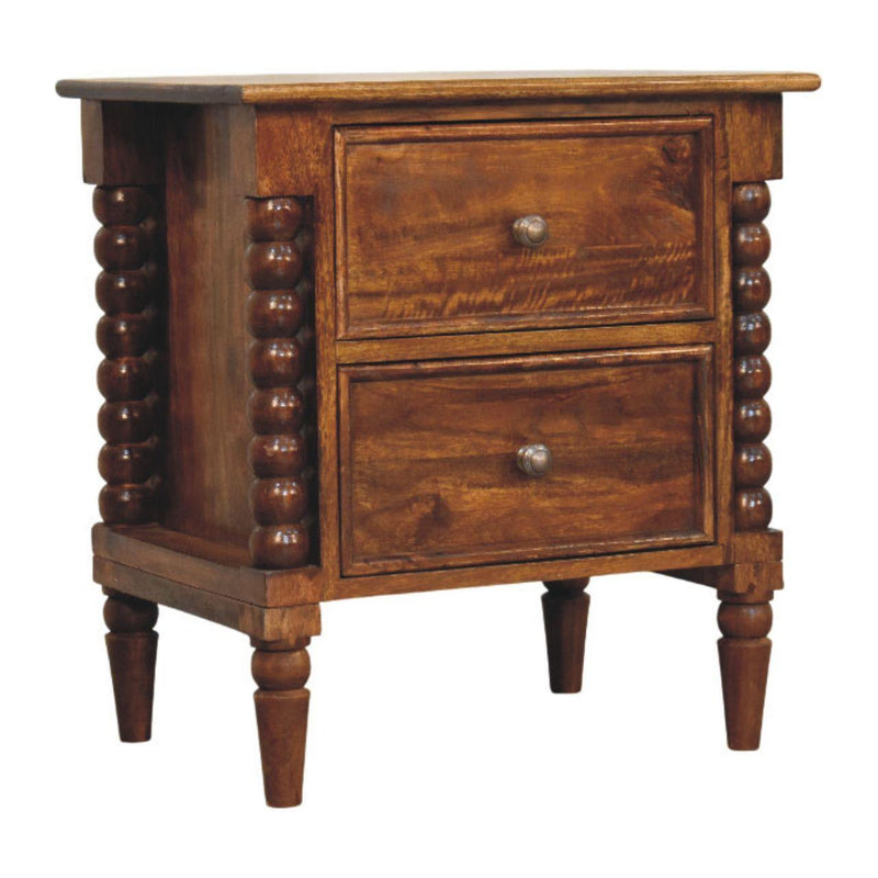 Solid Wood Spindle Two Drawer Nightstand (738441) - Brown