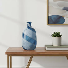 Load image into Gallery viewer, Striped Swirl Art Table Vase (574246) - Blue / White
