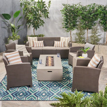 Load image into Gallery viewer, Outdoor Faux Wicker Rattan Style Chat Set With Water Resistant Cushions, 5 Pieces Set - Brown / Mix Beige
