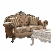 Load image into Gallery viewer, Damask Chesterfield Loveseat - Brown / Platinum
