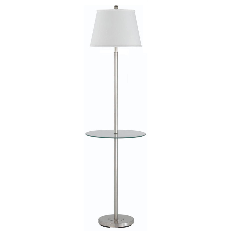 Tray Table Floor Lamp With White Transparent Glass Square Shade - Nickel