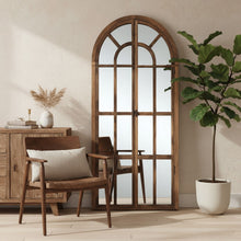 Load image into Gallery viewer, 71" Solid Wood Arch Framed Full Length Mirror - Brown
