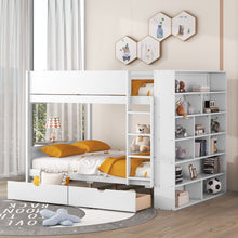 Load image into Gallery viewer, Full over Full Bunk Bed With 2 Drawers and Multi-layer Cabinet, White
