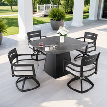 Load image into Gallery viewer, Outdoor Patio Dining Set, Squircle Dining Table, Dining Chairs With Sunbrella Cushions
