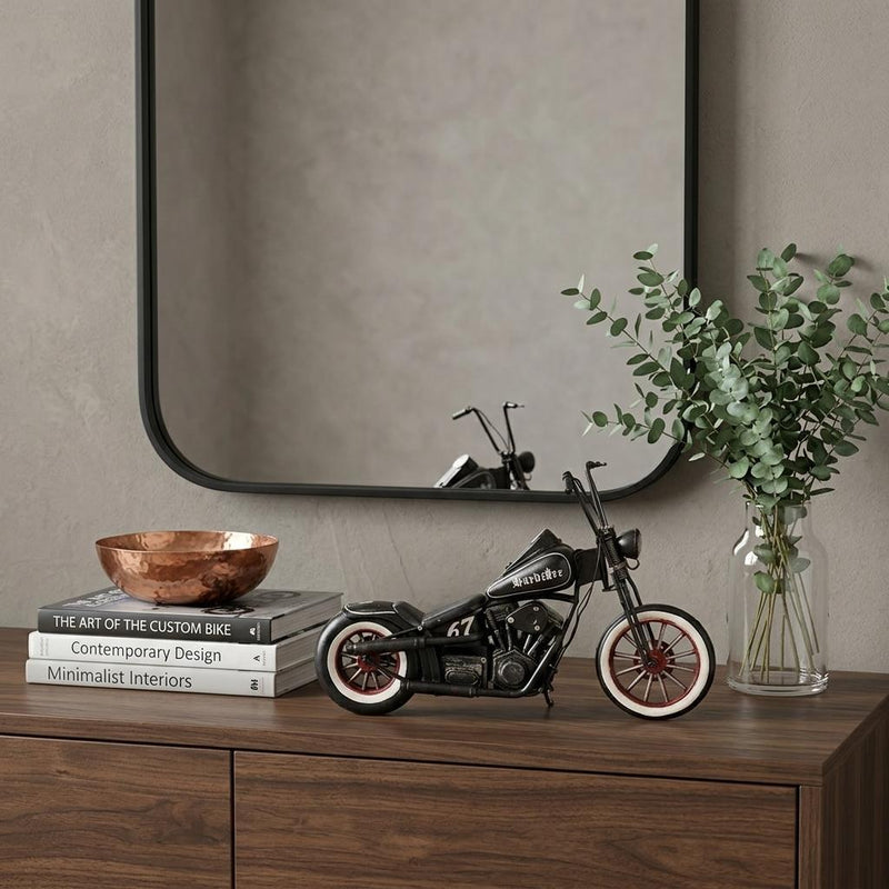 Hand Painted Model Motorcycle Tabletop Sculpture - Black