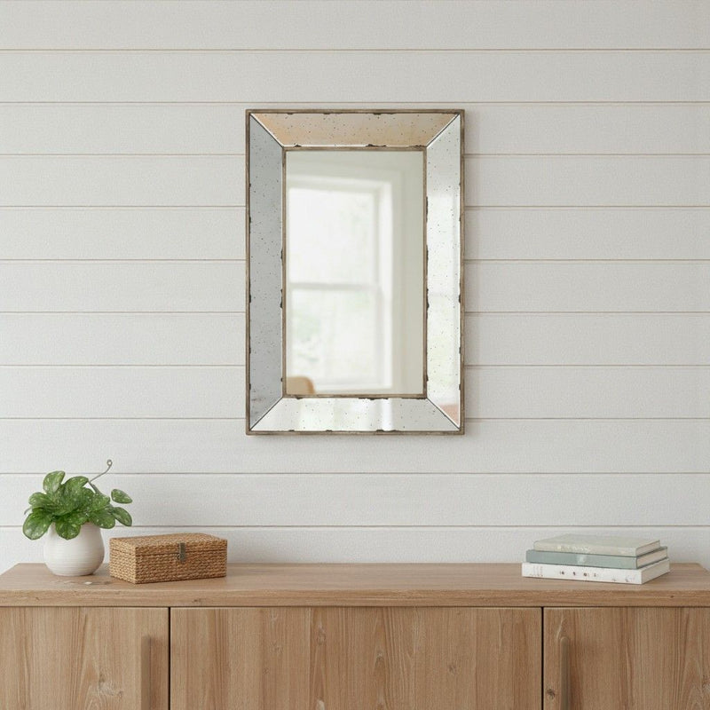20" Framed Antiqued Accent Mirror - Silver