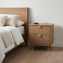 Load image into Gallery viewer, 2 Drawer Nightstand - Sandy Brown And Gold
