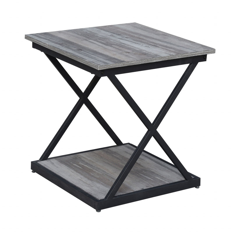 Manufactured Wood Square End Table - Black And Dark Gray