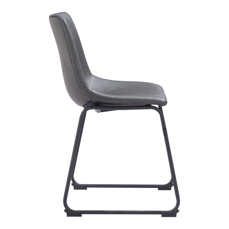 Upholstered Velvet Dining Side Chairs (Set of 2) - Charcoal / Black