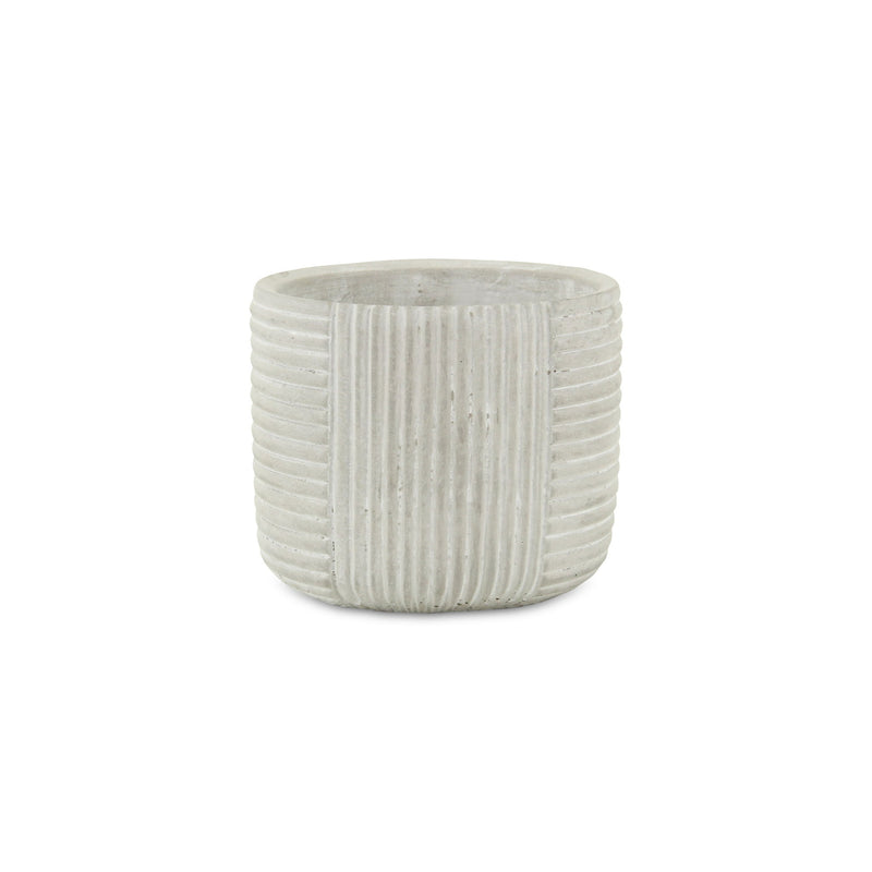 Striped Round Pot Planter - Light Gray
