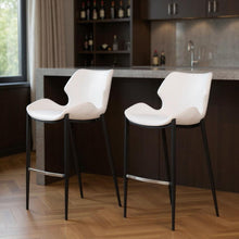 Load image into Gallery viewer, Faux Leather And Steel Low Back Bar Height Bar Chairs (Set of 2) - White And Black
