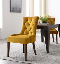 Load image into Gallery viewer, Tufted And Upholstered Velvet And Solid Wood Dining Side Chairs (Set of 2) - Yellow
