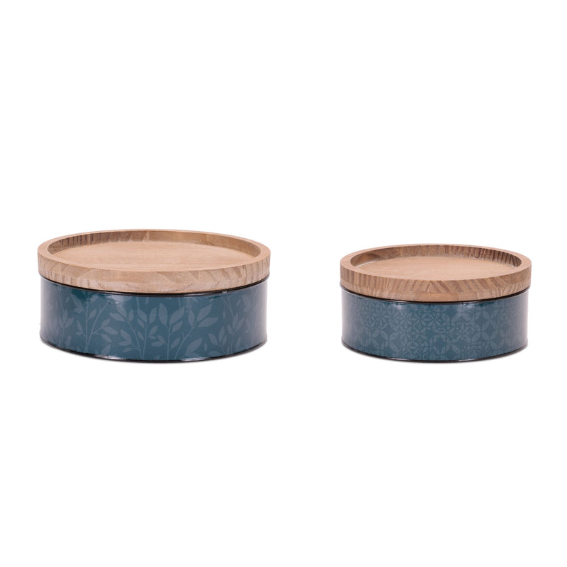Iron Decorative Canister (Set of 2) - Blue