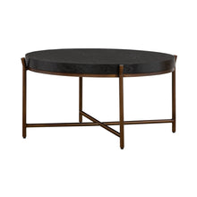 Load image into Gallery viewer, Solid Wood And Metal Round Coffee Table - Black And Brown
