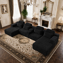Load image into Gallery viewer, U-Shaped Sectional Sofa With Chaise Lounge And Cup Holders
