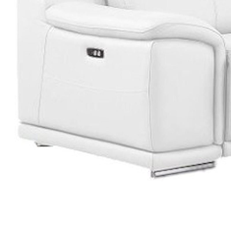 Leather Modular L Shaped Eight Piece Corner Sectional With Console - White