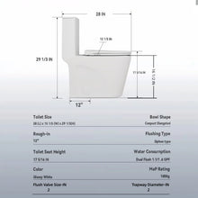Load image into Gallery viewer, Glossy Tornado Flush 1 Piece Toilet With Dual Flush, Soft Close Seat - Gloss White
