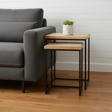 Load image into Gallery viewer, Solid Wood Nested Tables (Set of 2) - Black And Brown
