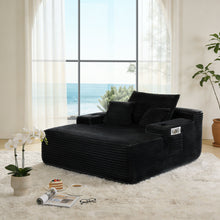 Load image into Gallery viewer, Convertible Chaise Lounge Chair With Wide Armrest &amp; Throw Pillows - Black
