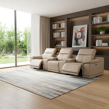 Load image into Gallery viewer, 134" Leather Reclining USB Sofa - Beige
