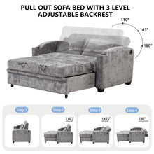 Load image into Gallery viewer, Pull Out Loveseat Sofa With Adjsutable Backrest, 2 Pillows, Cup Holders, USB Ports For Living Room
