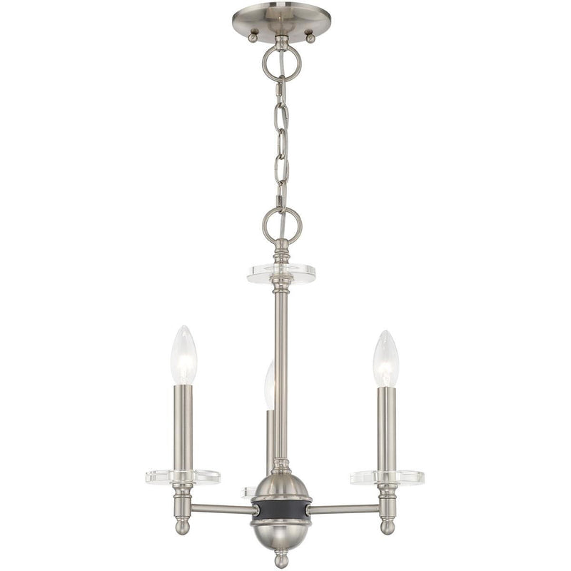 18'' Three-Light Dimmable Chandelier With Shades - Nickel