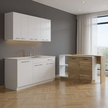 Load image into Gallery viewer, 59" Wood Kitchen Island Set With Storage - Natural / White
