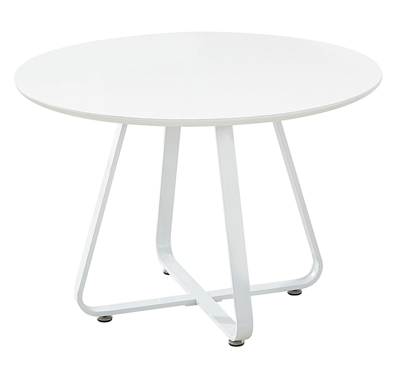 43" Wood And Metal Sled Base Round Top Dining Table - White
