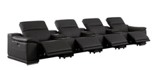 Load image into Gallery viewer, Italian Leather Reclining Metal USB Sofa (720412) - Black
