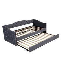 Load image into Gallery viewer, Twin Size Upholstered Daybed With Trundle And USB Charging Design For Bedroom - Gray
