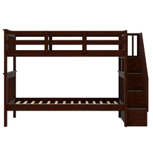 Load image into Gallery viewer, Stairway Twin-Over-Twin Bunk Bed with Storage and Guard Rail for Bedroom, Dorm, Espresso color(OLD SKU :LP000109AAP)
