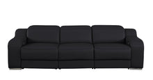 Load image into Gallery viewer, 103" Modern Italian Leather Reclining USB Sofa - Black
