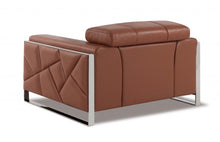 Load image into Gallery viewer, Mod Leather And Chrome Deco Accent Chair - Terra Cotta
