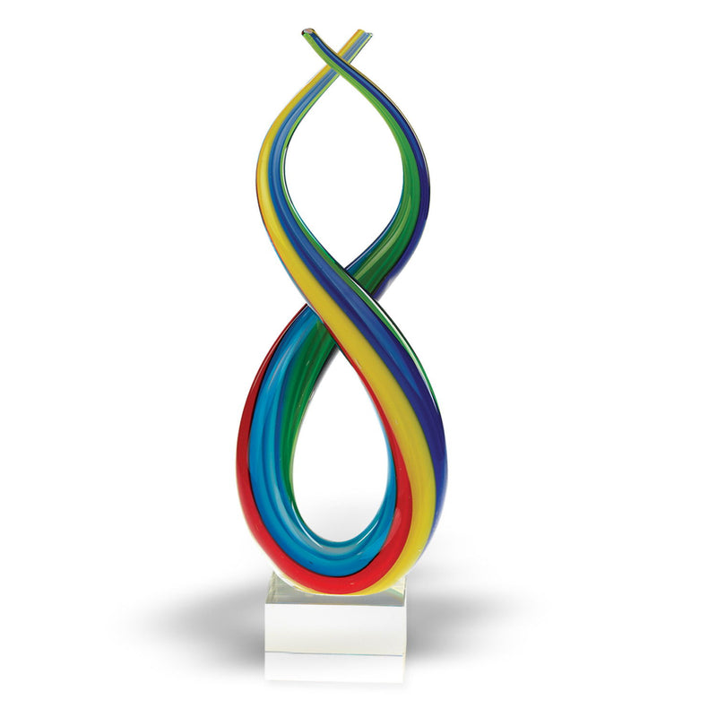 Murano Modern Abstract Tabletop Sculpture (376112) - Clear / Red / Blue