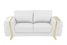 Load image into Gallery viewer, Genuine Leather Loveseat - White / Gold
