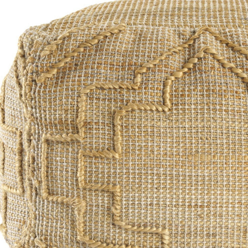 18" Jute Blend Cube Quatrefoil Pouf Ottoman - Natural