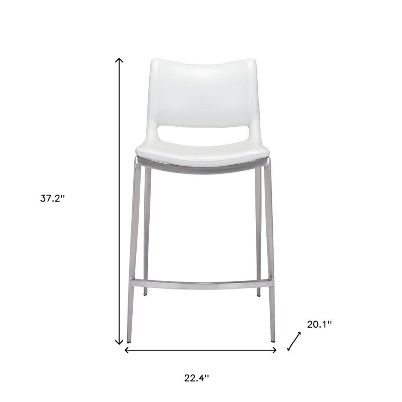 25" Steel Low Back Counter Height Bar Chairs (Set of 2) - White And Silver