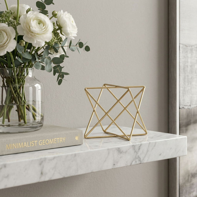 Open Geometric Tabletop Sculpture (635381) - Gold