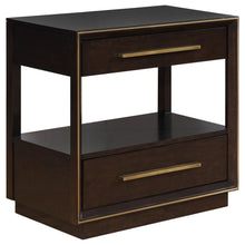 Load image into Gallery viewer, 2 Drawer Nightstand With Trim And USB Charging - Brown
