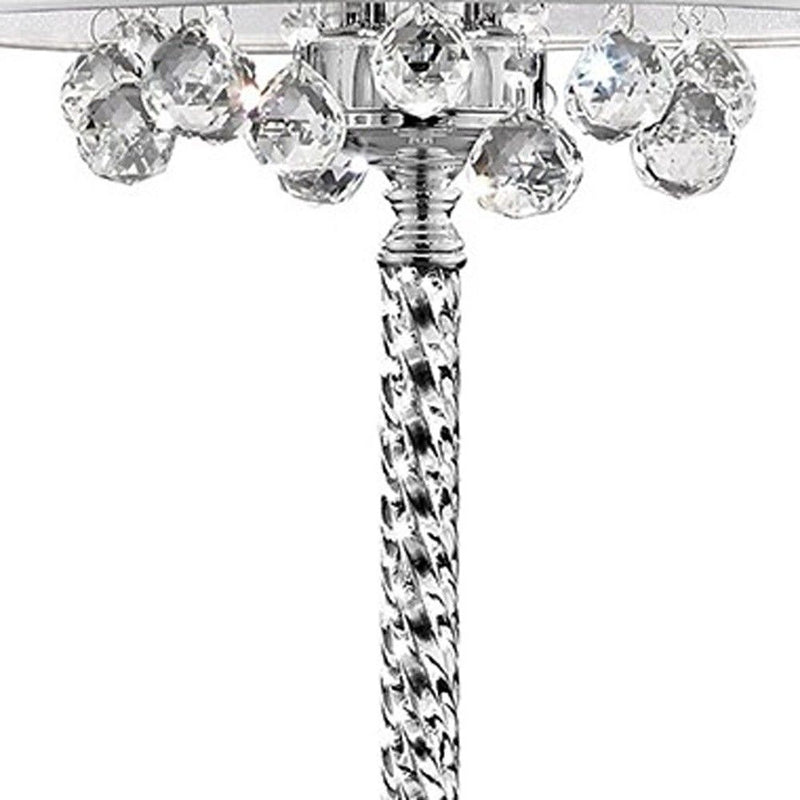 63" Steel Three Light Candelabra Floor Lamp With Drum Shade - Silver White